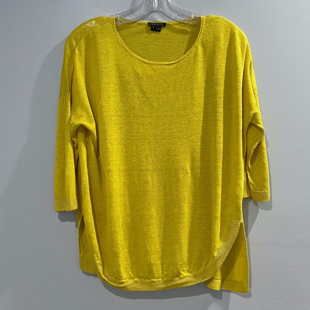 Theory Karenia Linen Sweater Gold Sz S